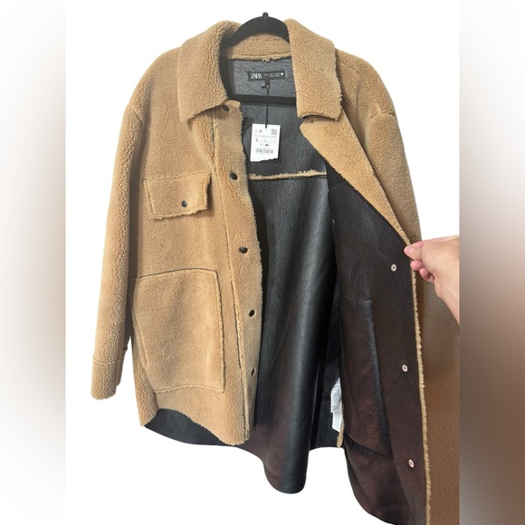 NWOT Zara Teddy Double Faced Shacket - Picture 5 of 6